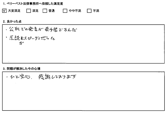 示談をスピーディに進めてくれました