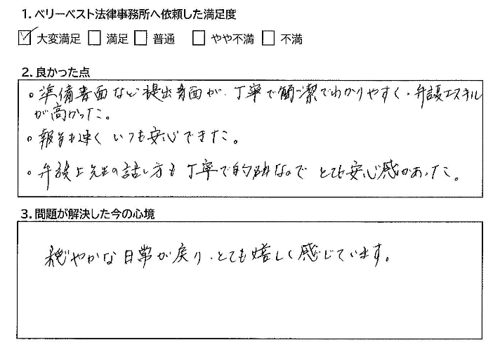丁寧で簡潔でわかりやすく、弁護士スキルが高かった